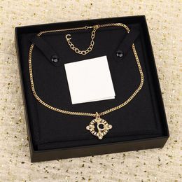 2023 Luxury quality Charm square shape hollow design Pendant necklace with diamond in 18k gold plated have box Stamp PS7285B222s