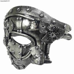 Costume Accessories Mechanical Gear Steampunk Phantom Masquerade Cosplay Mask Half Face Costume Halloween Christmas Party Props Adult Anime Masque L230704 L2309