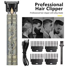 Electric Shavers Vintage T9 Electric Hair Clipper Professional Hair Cutting Machine Men's Shaver Trimmer for men Beard Haircut Machine USB Dragon x0918