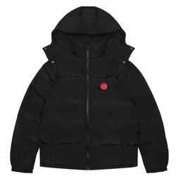 Novo inverno masculino quente com capuz londres destacável jaqueta com capuz preto vermelho bordado carta casaco