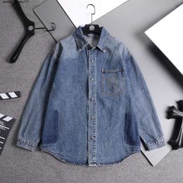 Nanyou High Quality Early Autumn New Cross Denim Shirt Coat Front and Back Hot Diamond Design Washed Loose Fit