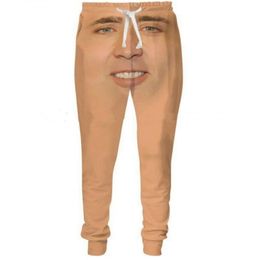 New Men Women Casual Pants The Giant Blown Up Face Of Nicolas Cage Printed Long Sweatpants 5XL242t