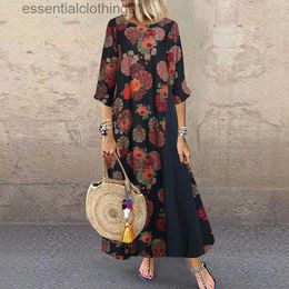 Basic Casual Dresses Bohemia Women's Summer Maxi Dress 2023 Fashion Vintage Floral Print Dress Chic and Elegant Y2K Clothes Female Loose Casual Robe L230918