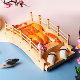 Sushi Tools Japanese sushi wooden boat arch Bridge Boats sashimi platter cooking dry ice Dragon Boat Platter 230918