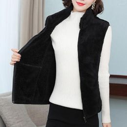 Women's Vests Women Winter Waistcoat Cozy Stylish Plush Warm Sleeveless Vest With Stand Collar Pockets For Autumn