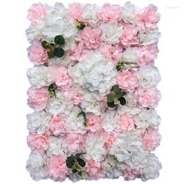 Decorative Flowers 40x60cm Artificial Wall DIY Wedding Decoration Fake Flower Panels Silk Rose Pink Romantic Backdrop Decor