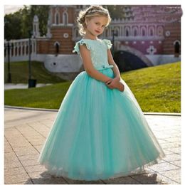 Girl Dresses Flower Sleeveless Ground Length Appliqued Pageant For Princess First Communion Kids Prom Celebration