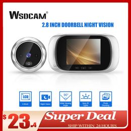 Doorbells Wsdcam 2.8 inch LCD Digital Peephole Doorbell 90 Degree Door Eye Door Viewer Camera Night Vision Photo Door Ring Monitor HKD230918
