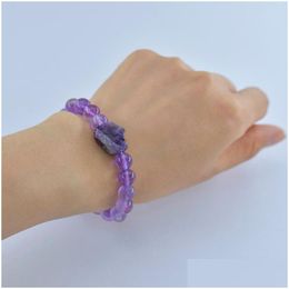 Beaded 8Mm Natural Stone Irregar Rough Amethyst Beads Bracelet Energy Crystal Bracelets Buddhist Fashion Jewellery Drop Delivery Dhxae