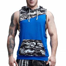 Men's Tank Tops Bodybuilding Stringer Hooded Top Men Sleeveless Fitness Workout Hoodies Vest Slim Breathable Singlet Muscle S267q