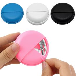 Earphone Accessories Round Wire Box Organizer Data Line Cables Storage Case Plastic Container Jewelry Headphone Protect with Rotating Cover 230918