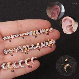 Stud Earrings 1Pcs Stainless Steel Ear Studs Piercing Earring For Women Man Star Heart Flower Cartilage Body Jewelry