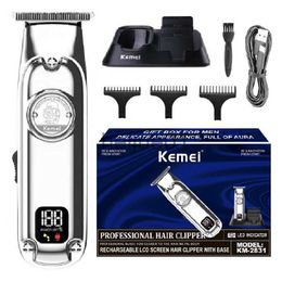 Electric Shavers Kemei Professional All-Metal Hair Trimmer For Men Barber Electric Beard Hair Clipper Rechargeable Hair Cutting Machine x0918