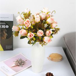 Decorative Flowers Rose Colour Silk Peony Artificial Bouquet 10 Big Head And 5 Bud Fake For Home Wedding Decoration Indoor