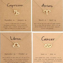 New Dogeared Necklace With Card The Zodiac Sign Gold Plated Leo Aries Virgo Pendant Noble And Delicate Choker Valentine Day Christ2243