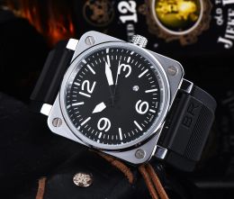 2024 Mens BR Model Sport Rubber Strap Quartz Bell Luxury Multifunction Watch Business Stainless Steel Man Ross Square Wristwatch #gfh657