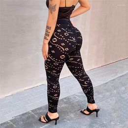 Women's Pants MJKBH 2023 Summer Clothing Sexy Cutout Ripped High Waist Tight Sports Casual For Women