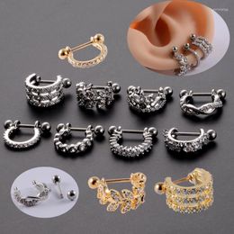 Backs Earrings 1pcs Steel Barbell With CZ Hoop Ear Tragus Cartilage Studs Cuff Rook Woman Lobe Piercing Jewelr