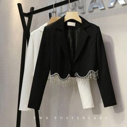 Women's Suits Clothes Spring Autumn 2023 Fashion Celebrity Temperament Design Sense Heavy Industry Diamond Tassel Short Blazer