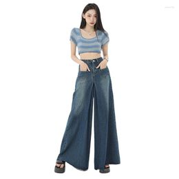 Women's Jeans 2023 Female X-long Vintage Wide Leg Denim Tall Women Lengthened High Waist Slim With Pockets Baggy Pants Skirt