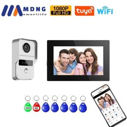 Doorbells 7 Inch Tuya Wireless Wifi Smart Video DoorPhone Intercom System With 1080P RFID Waterproof Outdoor Camera Remote Unlocking Home HKD230918