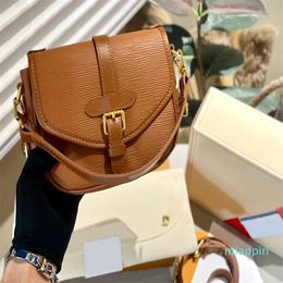 2023- Water wave pattern Cowhide Saddle Bag Top Handle Flap Handbag Fashion Crossbody Double straps Shoulder Women underarm Vintage messenger bags