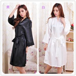 new arrival Ladies womens Solid plain rayon silk short Robe Pajama Lingerie Nightdress Kimono Gown pjs Female Sexy Women Dress 7 c3197