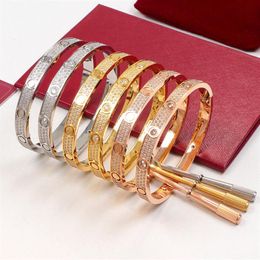 Luxury Bangle Silver Nail Bracelets Cuff Bracelet Gold Bangle Womens Mens Diamond Gemstone Screwdriver Screw Top Quality Stainless305f