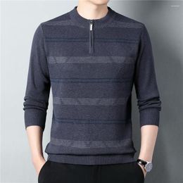 Men's Sweaters Brand O-Neck Striped Sweater Men Clothing Autumn Winter Knitwear Casual Soft Warm Zipper Pullover Homme Jersey Z1167