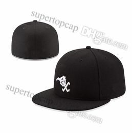 2023 Men's Baseball Full Closed Caps Summer Navy Blue Letter Bone Men Women Black Color All 32 Teams Casual Sport Flat Fitted232v