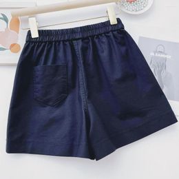 Women's Shorts Summer Washed Cotton Thin Casual 2023 Elastic Waist Versatile Loose Ladies Sports Wide Leg Mid Pants