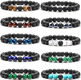 8mm Matted Black Beads Tiger Eye Stone hematite Bracelet Men Women Yoga Healing Balance Bracelet