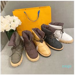 Cold Weather shoes Winter Warm Quilted Nylon Ankle Snow Boots Luxury Designer Fashion Eiderdown non-slip