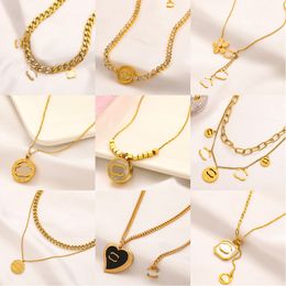 Charm Pendant Necklaces Designer Jewelry Brand Double Letter Gold Plated Silver Stainless Steel Crystal Necklace Links Chains Lovers Christmas Gifts Jewellery