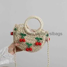Totes Shoulder Bags Cute Cherry Small Fresh Straw Bag Hand-woven Strawberry Messenger02