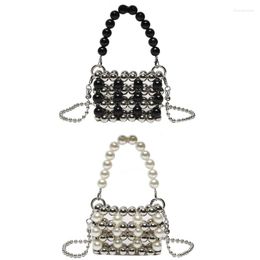 Evening Bags Pearl Crossbody For Women Purse White Beaded Clutch E74B