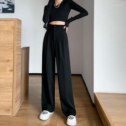 Women's Pants Autumn Female Pear Shaped Loose Women High Waist Thin Wide Leg Casual Black Straight Trousers Pantalon Femme 23861