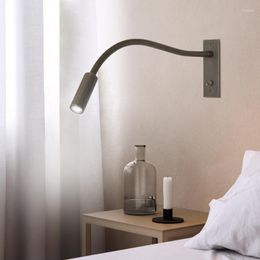 Wall Lamp El Decoration Embedded Metal Hose With Switch Spot Bedroom Bedside LED Reading Spotlight