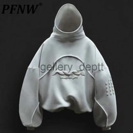 Men's Hoodies Sweatshirts PFNW Men's Autumn Tide New Hoodies Designer Brand 2023 Hooded Long Sleeve Sweater Couple Foam Print White High Street 12Z2248 J230918