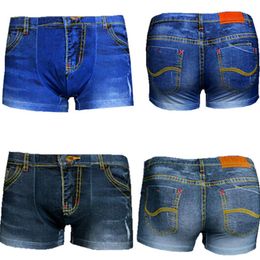 Whole-2015 Sexy Funny Mens Shorts Print Boxers Men Underwear Male Panties Cotton Boxers Comfortable Breathable Cuecas jeans230I