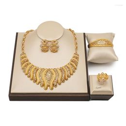 Necklace Earrings Set Italian Brazilian Gold Jewelry For Women Quality Nigerian Beads Wedding Bridal Jewellery Sets