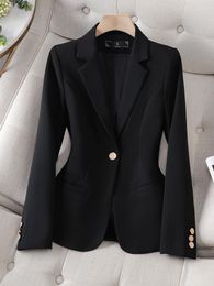 Women's Suits Office Ladies Formal Blazer 2023 Autumn Winter Women Black Beige Coffee Single Button Long Sleeve Coat Business Chic Slim