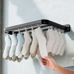 Hangers Bra Underwear Sock Storage Fixed Wall Mounted Large Capacity Aluminium Alloy Rack Free Punching Foldable Laundry Organiser
