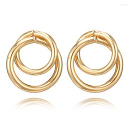 Stud Earrings Harajuku Round Alloy Earring Double Circle Ear Brincos Fashion Jewellery Accessories For Women