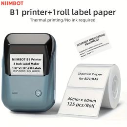 1pc B1 Label Printer With 1roll Label Paper, Thermal BT Multi-functional Waterproof Printer, 25-50mm Wide Grip Portable Home Office Food Business Price Label Printer