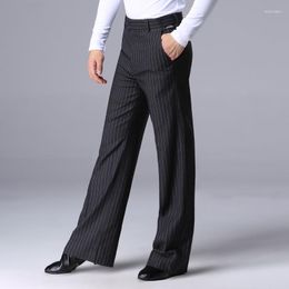 Stage Wear Striped Men'S Latin Ballroom Dance Pants Professional Modern Dancing Trousers Male Waltz Tango Practise Pocket DL3394