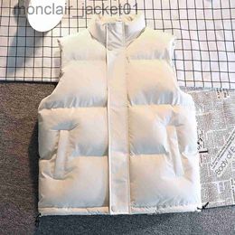 Men's Down Parkas Men Vest Jacket Autumn Winter Big Size Down Vest Jacket Sleeveless Jacket Solid Color White Puffer Jacket Streetwear Fashion Men J230918