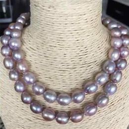 Noble natural 11-12mm south sea purple pearl necklace 36inch 14k gold clasp282r