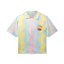 Casablanc shirts 22ss neon rainbow dream silk Hawaiian short sleeve shirt designer men and women tshirts tops3158