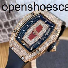 Luxury RicharMilles RM0701 michele diamond watch - Mechanical Automatic Movement, Waterproof Swiss Movement with Red Lip Sky Star, 18K Rose Gold and Original Diamon
